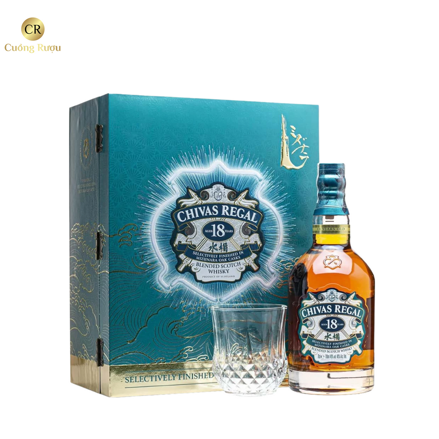 Chivas 18 năm Mizunara - Set hộp quà